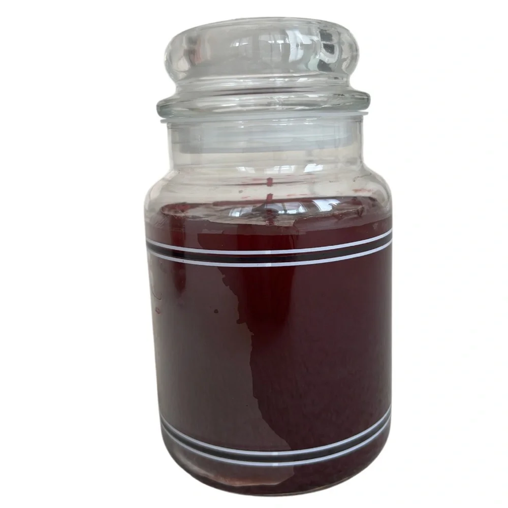 Yankee Candle Jar Holly & Red Currant Vintage Black Band Holiday Dark Red 22 Oz